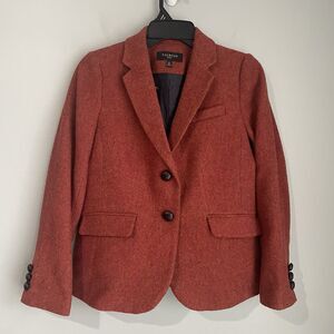 Talbots Petites Wool Blend Blazer Women's 2P Orange Mallard Duck Career Academia